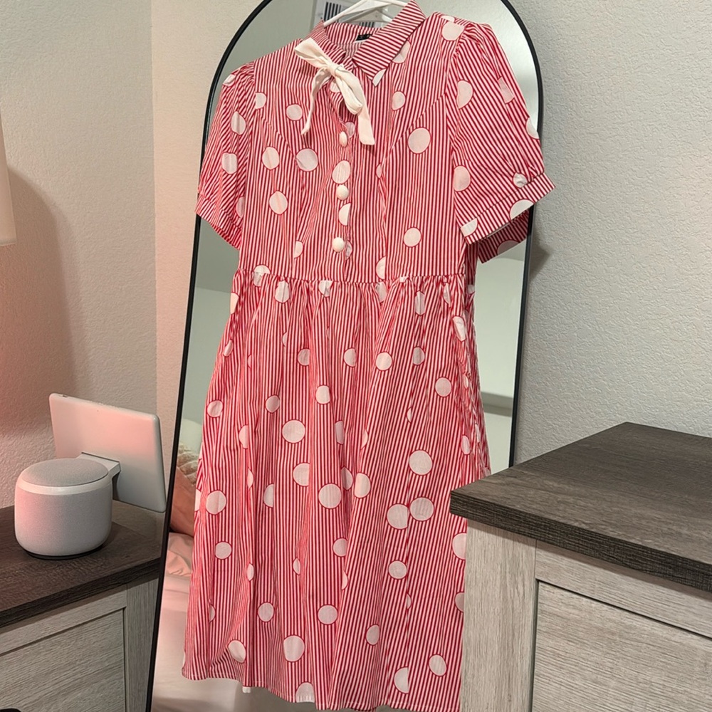 SHEIN Red/white Dress